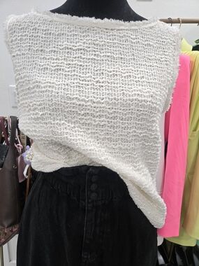 Cream Sleeveless Knit Top